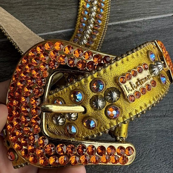 B.B. Simon Other - b.b. Simon Gold Fire Double Row Size 32 Studded Crystal belt